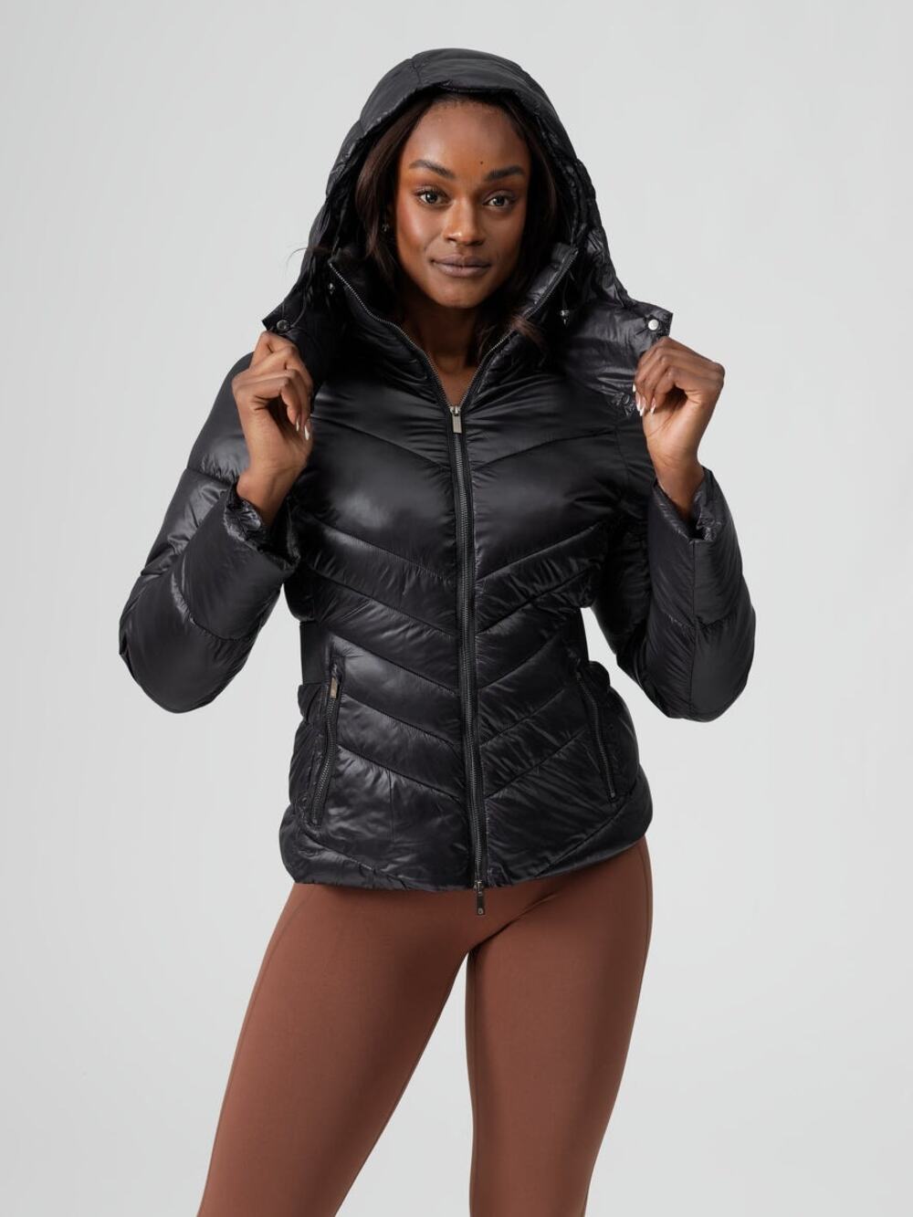 Buffbunny Waist Taper Puffer Coat Jacket Size Small Black Two Way Zip Snow